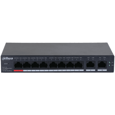Switch 10 Puertos 8 PoE Dahua (DH-CS4010-8ET-110) COM FUENTE