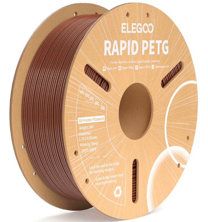 Filamento Elegoo PETG RAPIDA 1.75mm-1KG Marron (50.203.0225)