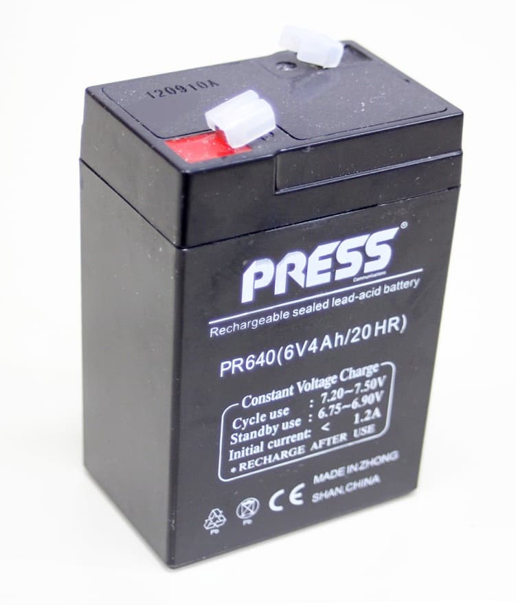Bateria de Gel Recargable de 4Ah de Capacidad y 6V. Marca Press