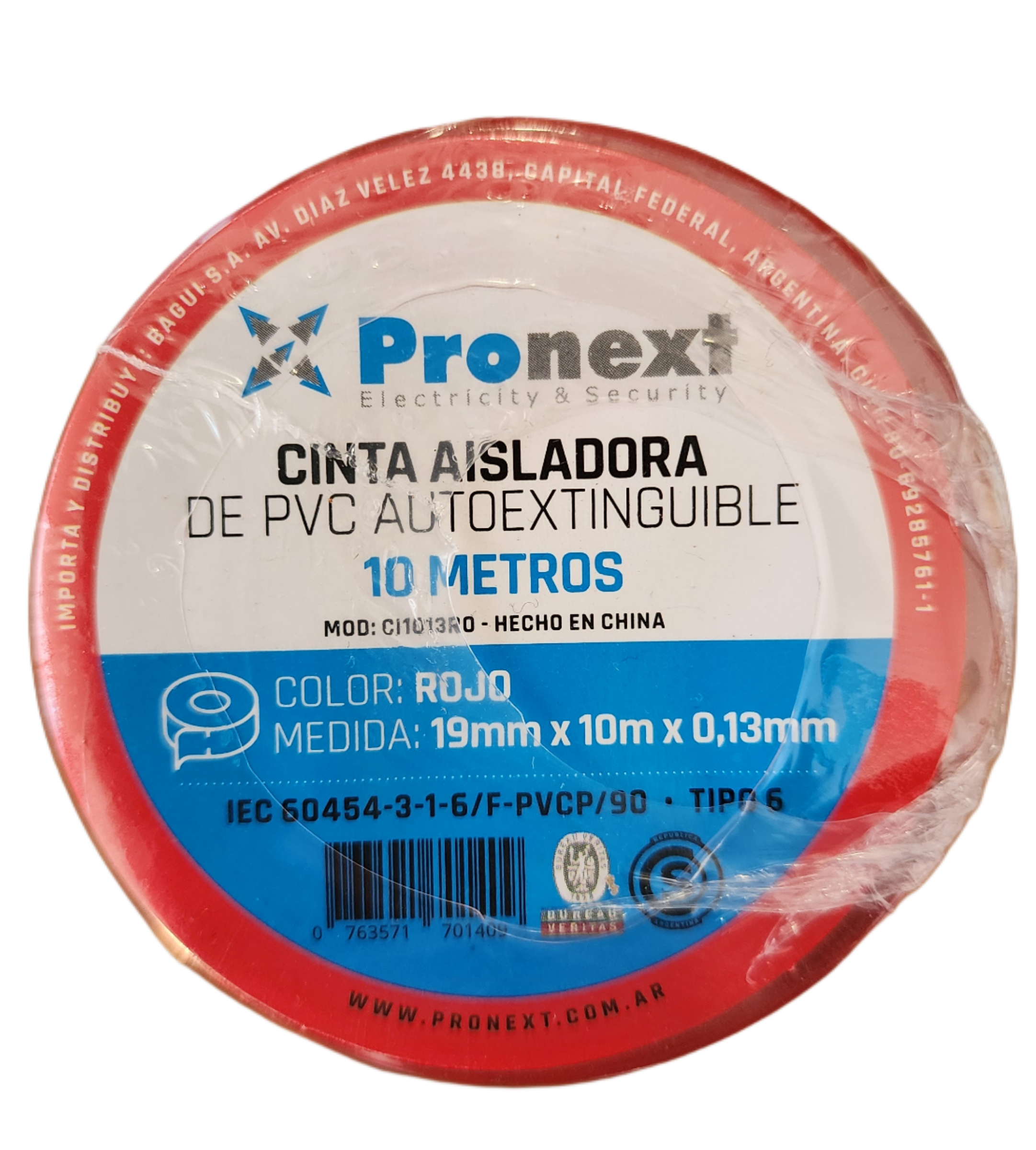 Cinta Aisladora 10M Roja 0.13mm*19mm