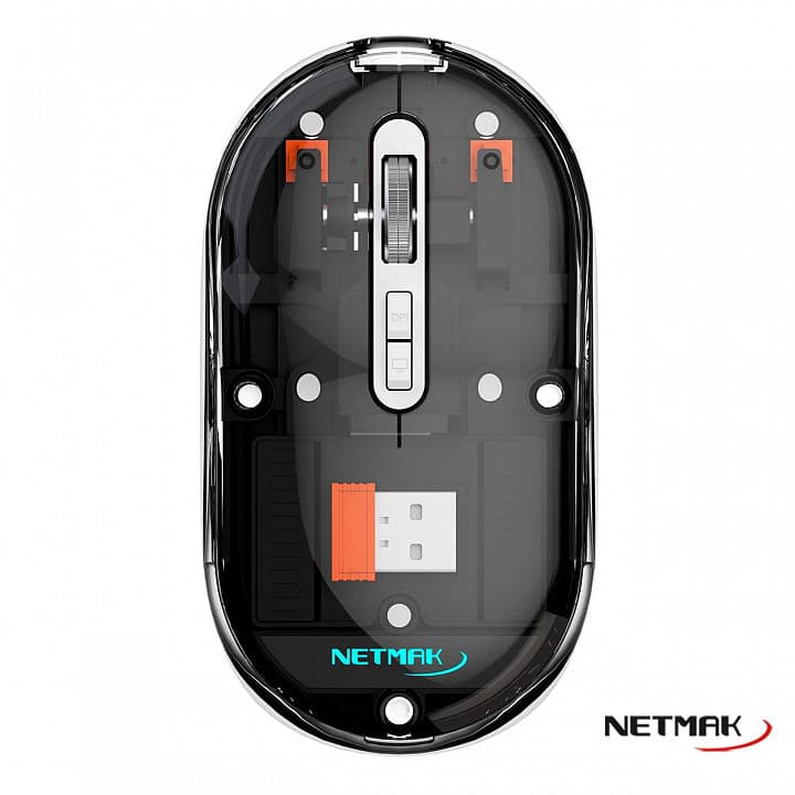Mouse Inalambrico Transparente 2.4Ghz/Bt5.0 Negro (NM-M670)