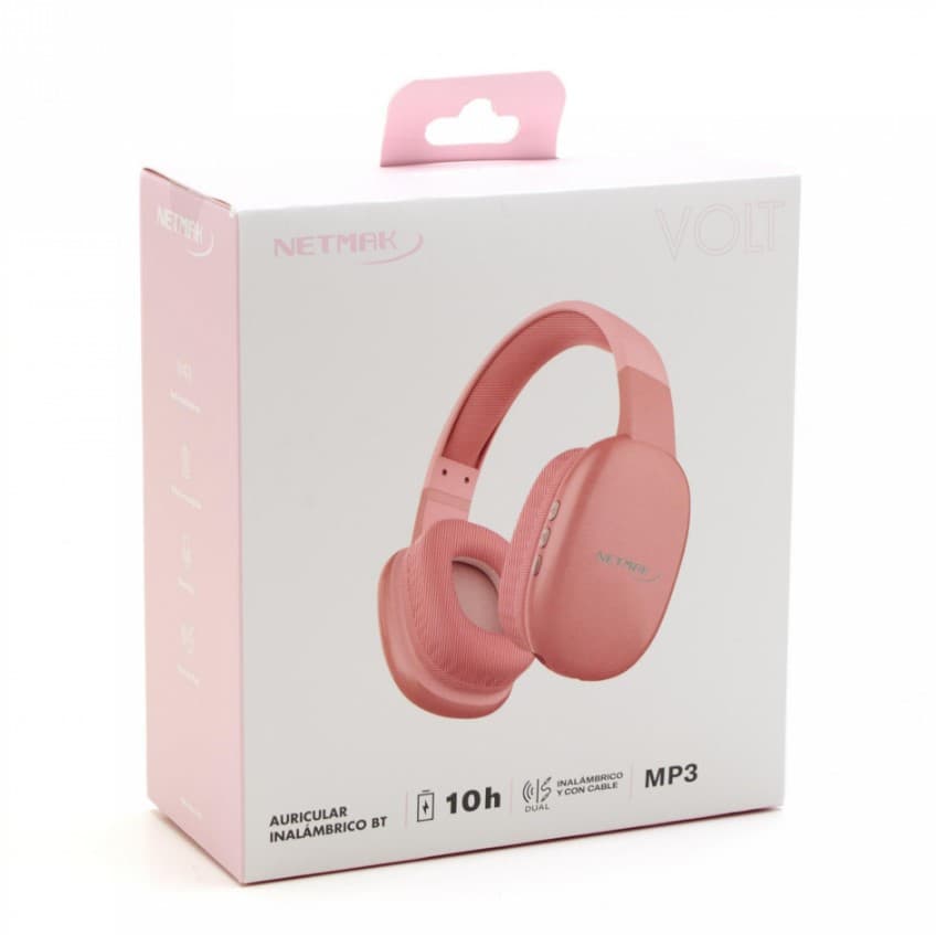Auricular Bluetooth Dual Tipo Vincha Netmak (NM-VOLT-RS) Rosa