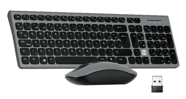 Combo Teclado y Mouse Inalambrico Solarmax (KMC2006S) Negro/Plateado