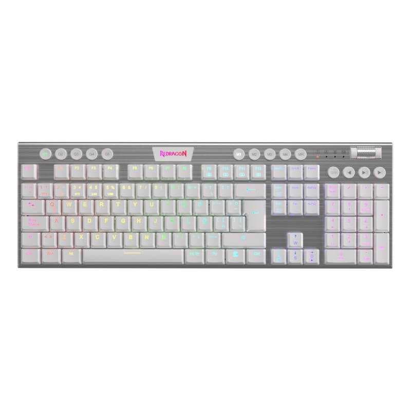 Teclado Gamer Redragon Horus Inalambrico White (K619W-RGB SP-RED) Switch Red