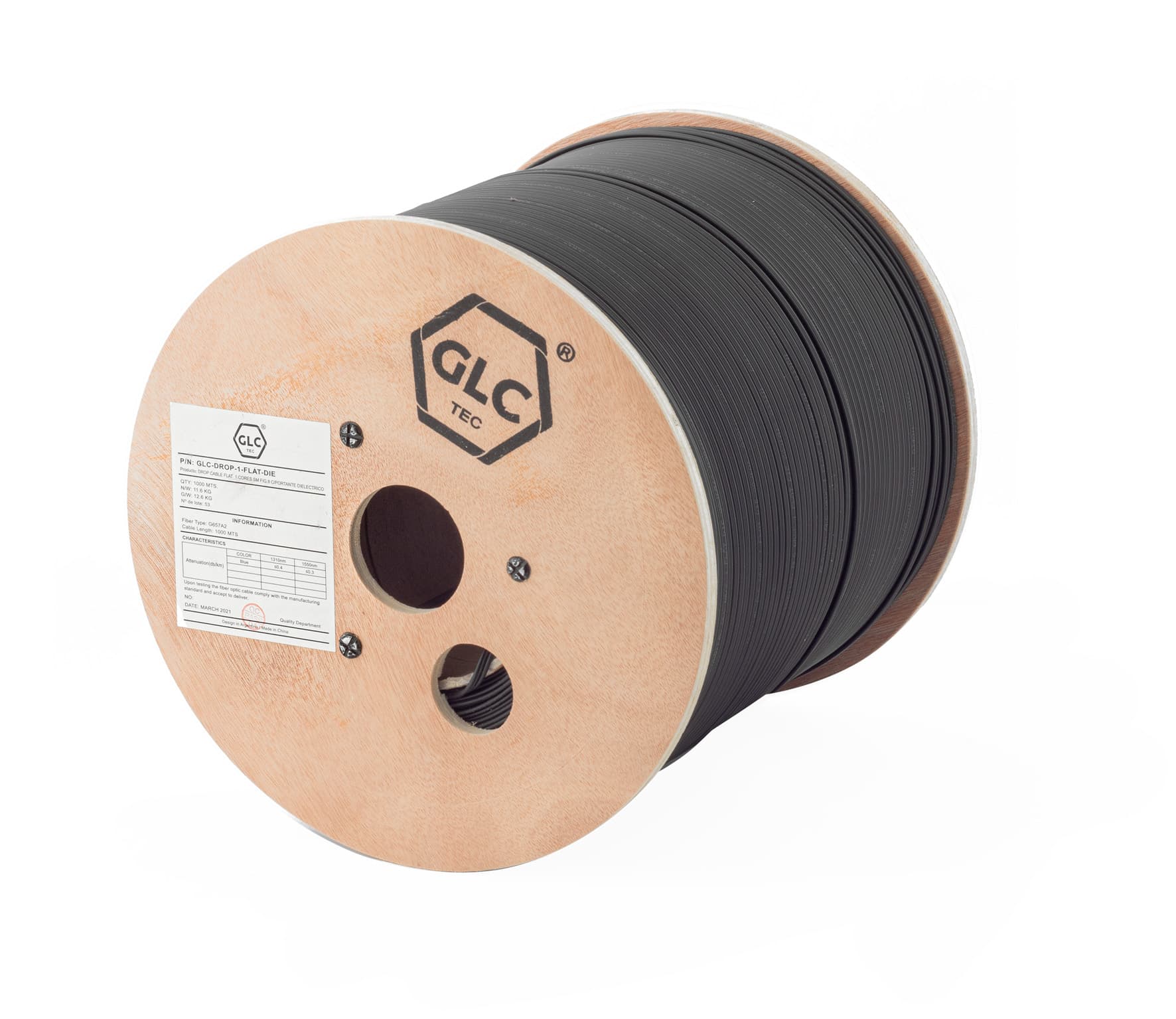 Drop Cable Flat 2 Cores SM FIG.8 C/Portante de Acero x1000mts (GLC-DROP-2-FLAT-AC)