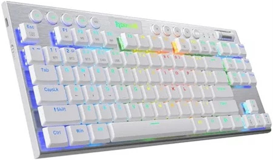 Teclado Gamer Redragon Horus TKL White (K621W-RGB SP-RED) Switch Red