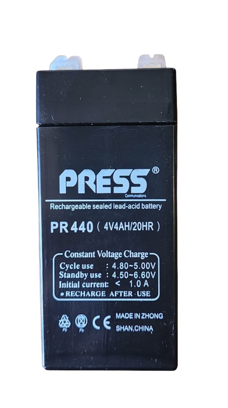 Bateria de Gel Recargable de 4Ah de Capacidad y 4V. Marca Press